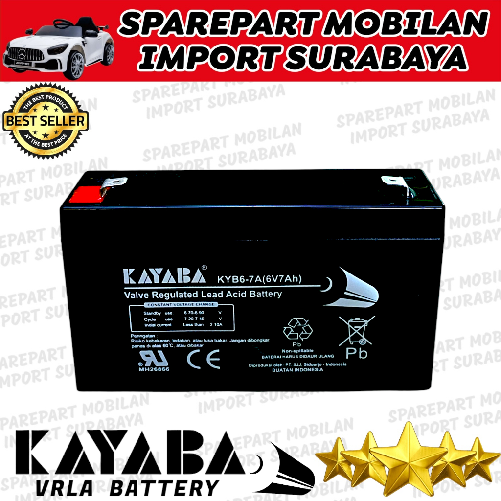 Jual BATTERY KAYABA 6V 7AH ADAPTOR 6 VOLT BATERAI MOBIL AKI MAINAN ANAK ...