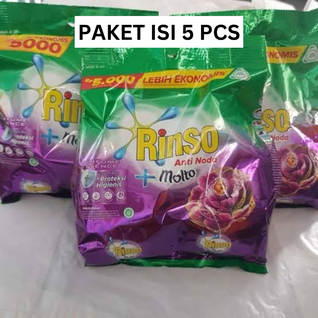 Jual (PAKET ISI 5 PCS) Rinso Bubuk Deterjen 5000 Kemasan 195 Gram ...