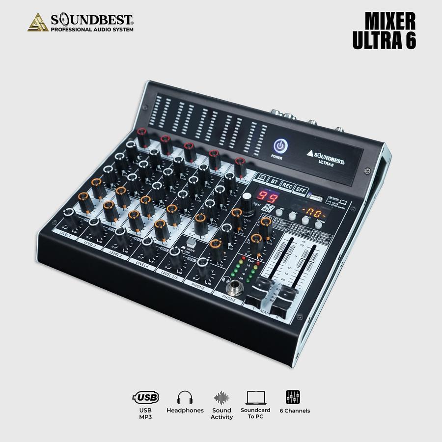 Jual MIXER AUDIO SOUNDBEST ULTRA 6 | MIXER 6 CHANNEL | Shopee Indonesia
