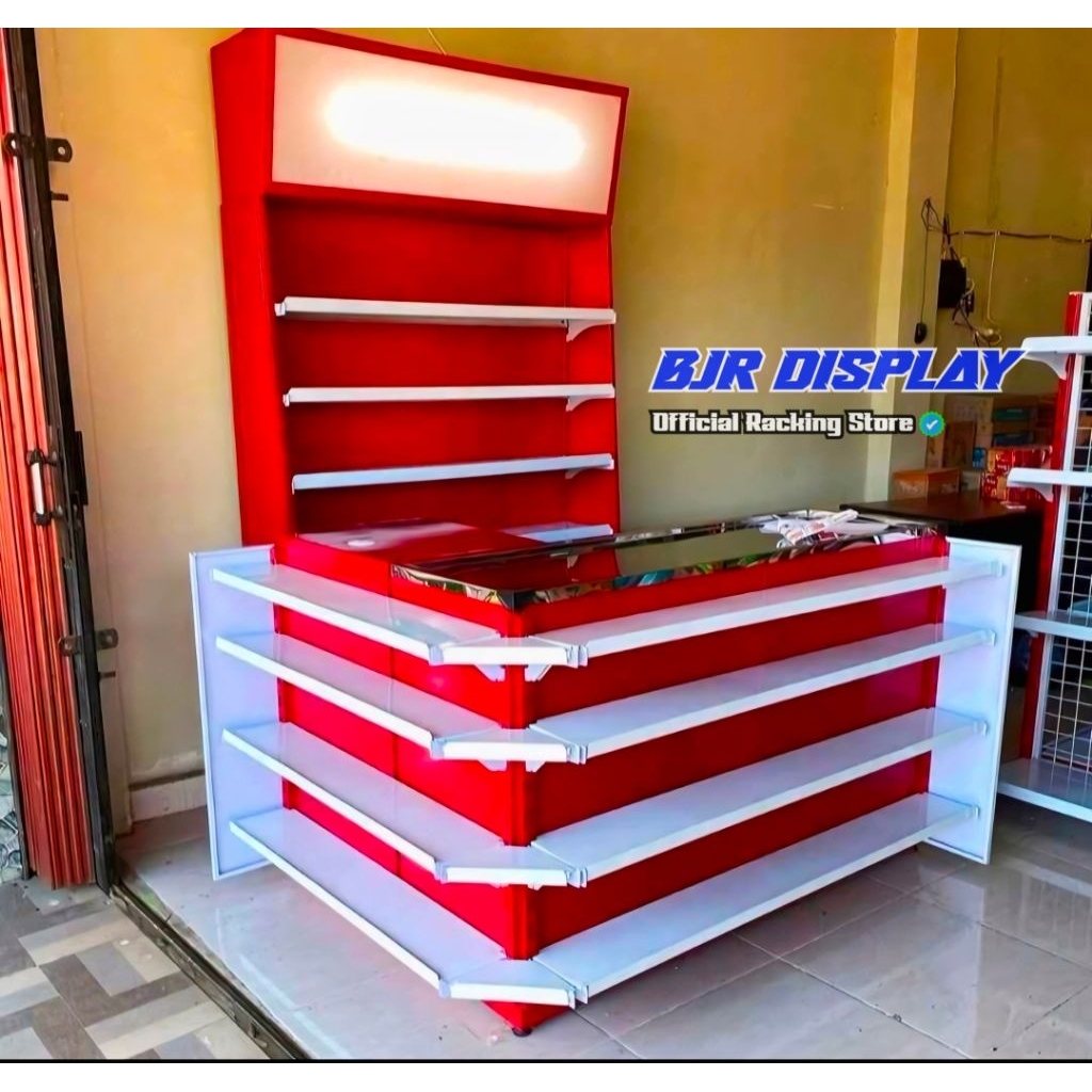 Jual meja kasir rak display toko minimarket. swlayan dan toko kelontong ...