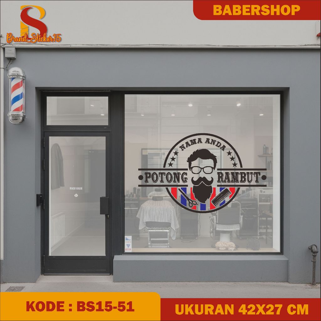 Jual STICKER STIKER BARBER SHOP CUTTING STICKER KACA POTONG RAMBUT ((MK ...