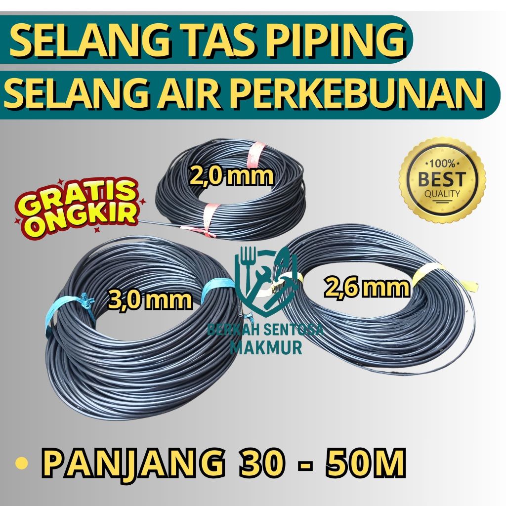 (COD) Selang Tas Piping Air Irigrasi Perkebunan – Diameter 2mm 2.6mm 3mm | Panjang 50M