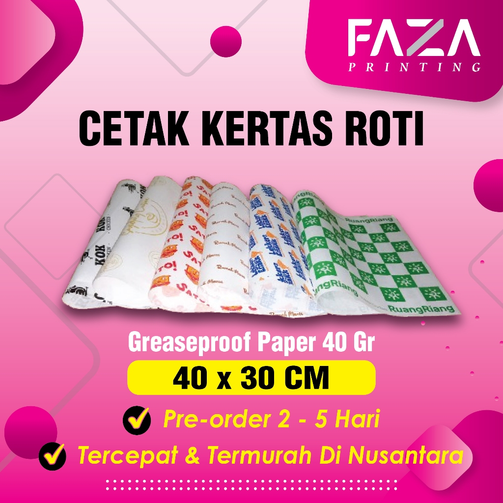 Jual CUSTOM Kertas Roti Foodgrade 40 x 30 / Kertas Bungkus Makanan ...