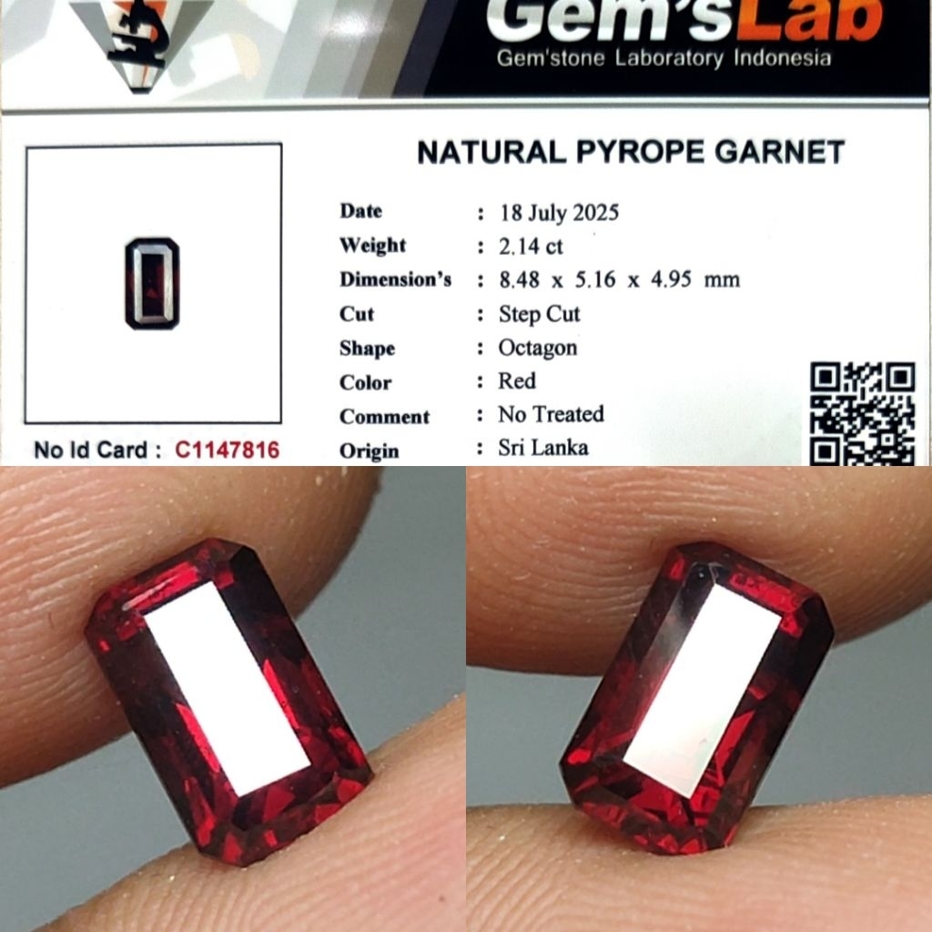 Jual Natural Pyrope Garnet 2.14ct GLI Top Crystall Hot Color Full ...