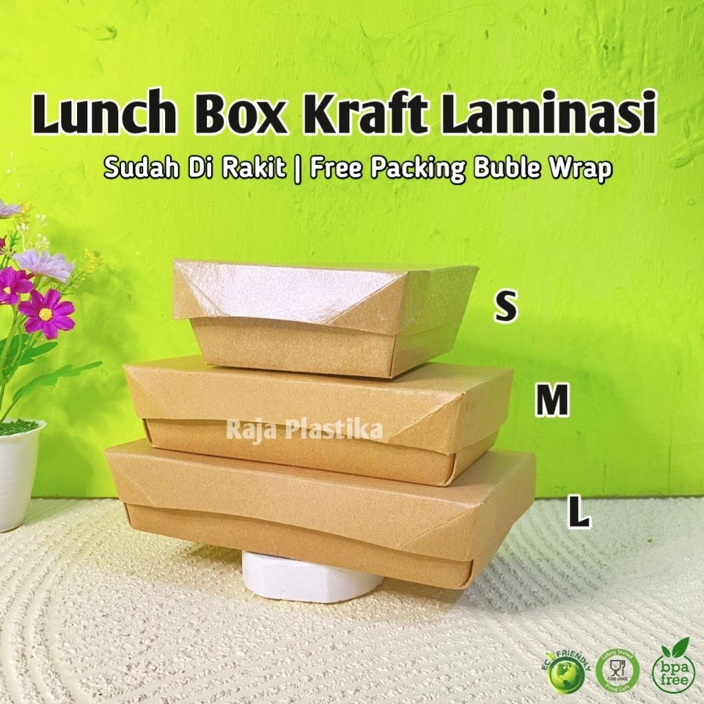 Jual [50PCS] Paper Lunch Box Kraft Laminasi Sudah Rakit | Tempat Makan ...