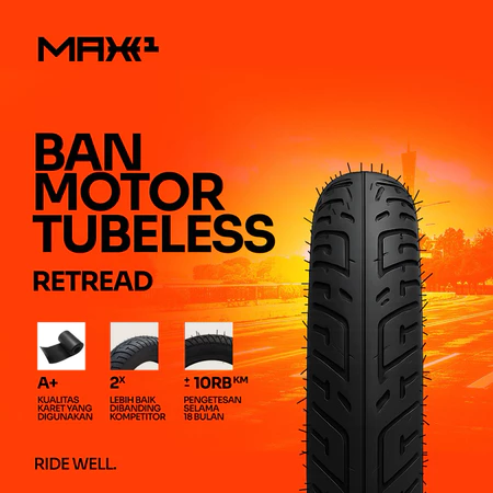 Maxx1 Ban Motor Matic Tubeless Ring 14 Retread Tyre untuk Beat