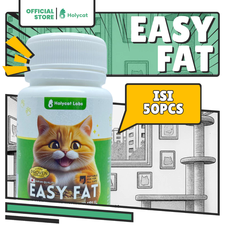 Holycatlabs Easy Fat Vitamin Penambah Nafsu Makan dan Penggemuk Kucing isi 50 Kapsul