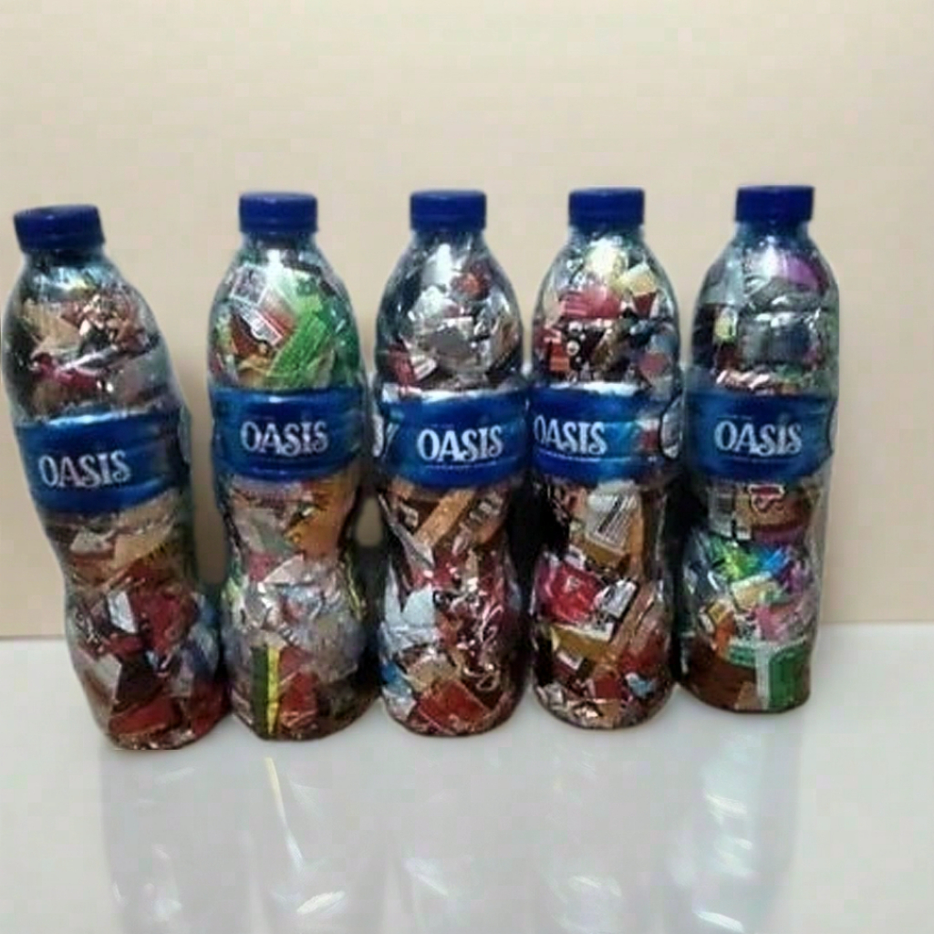 kerajinan botol isi plastik, 600ml botol O*S*S (200-300gr) Ramah lingkunan untuk kerajinan