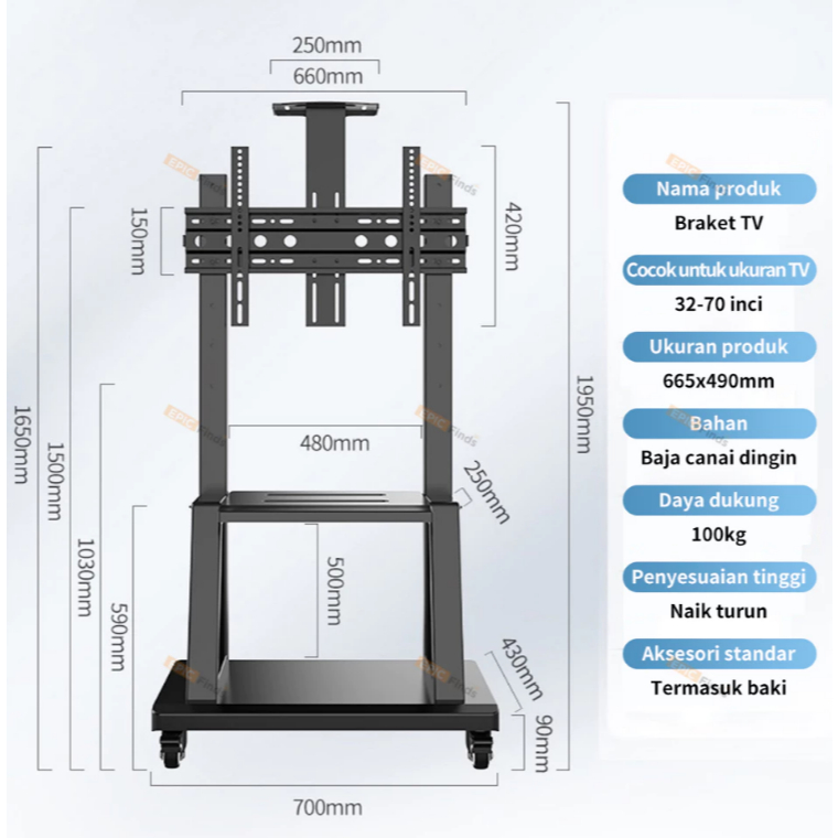 Jual Bracket standing roda LED TV 32