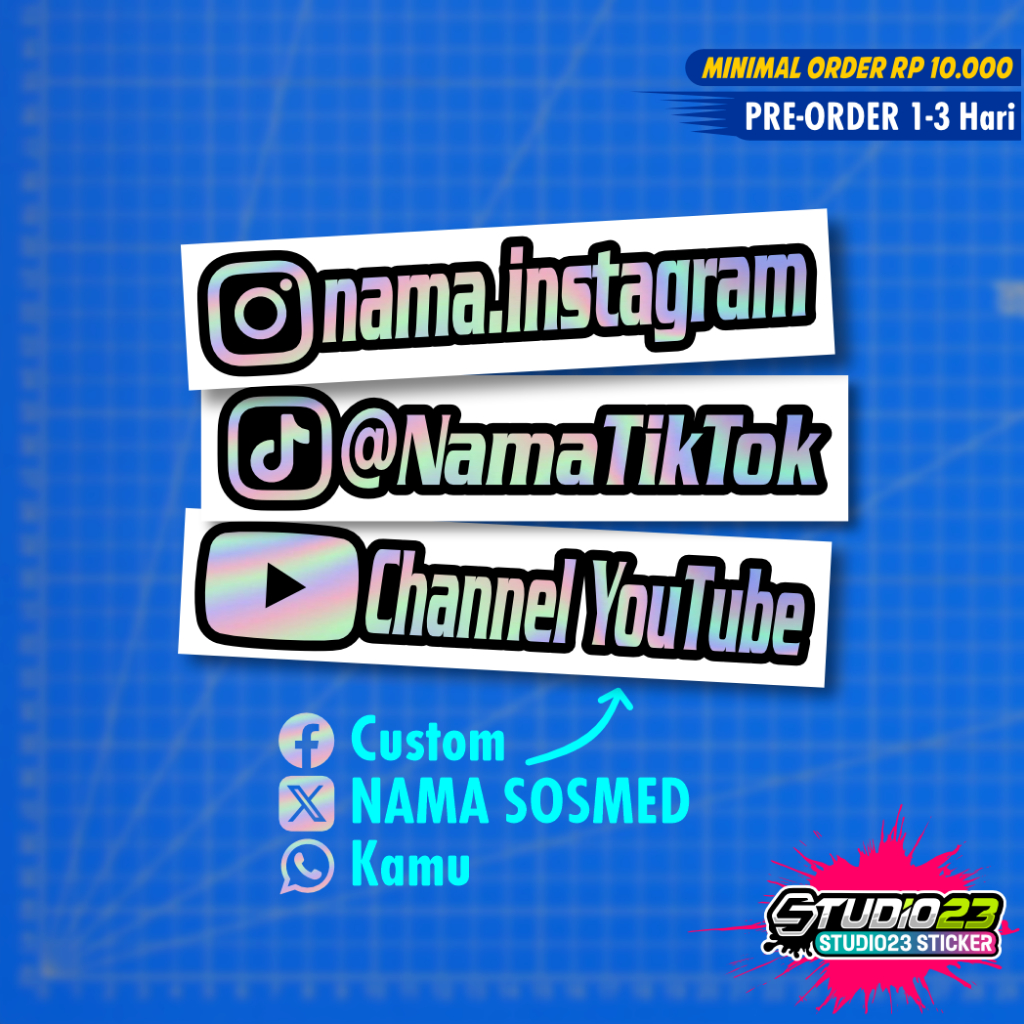 Jual Stiker Nama SOSMED Custom Cutting - LIST HITAM | Shopee Indonesia