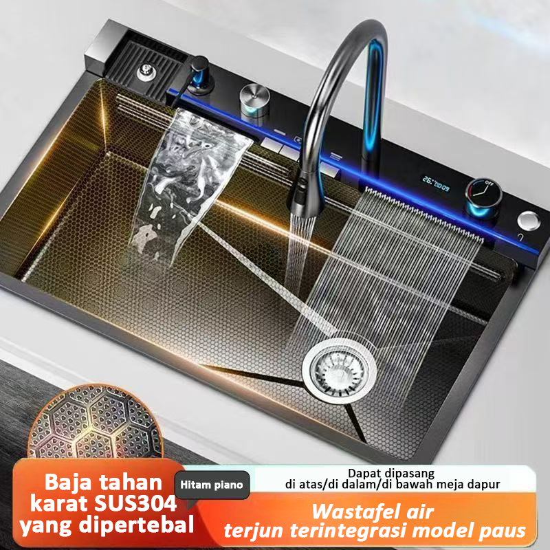 Paket Kitchen Sink  BLACK 5243/6045/5040 Bak Cuci Piring Stainless Hitam Bak Cuci Piring Minimalis