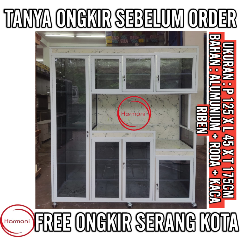 Jual RAK PIRING ALUMUNIUM 4 PINTU KAKI RODA RAK SAYUR 4 PINTU ALUMUNIUM ...