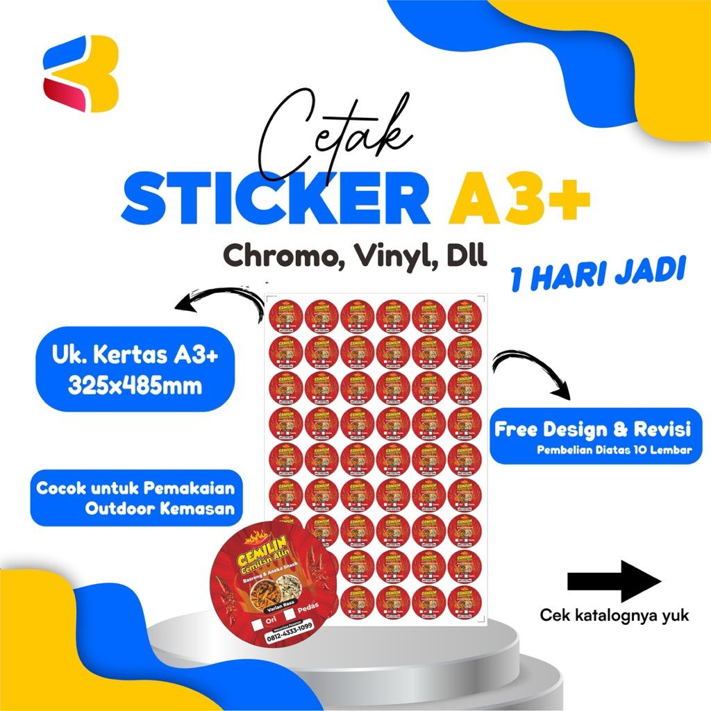 Jual CETAK STICKER A3 LABEL CHROMO / VINYL DIECUT / KISSCUT | Shopee ...