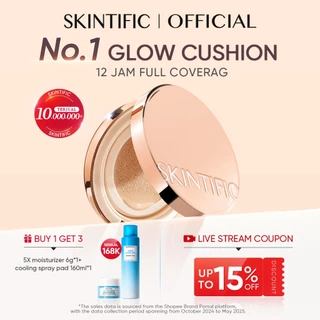 SKINTIFIC - Cover All Perfect Cushion| High Coverage Concealer Non-Comedogenic Primer Skin Tint Foundation Make Up BB Cream Kosmetik Refill UV Sunscreen Bedak Padat Kosmetik Wajah Cusion Compact Powder Conceler with Centella Asiatica Ceramide oil control