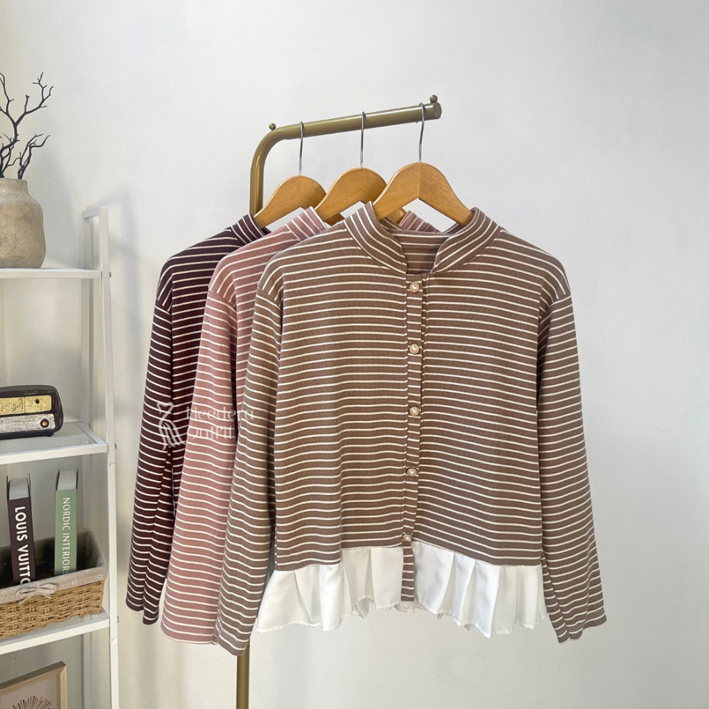 Jual Nayra Stripe Blouse - Atasan Wanita - Motif Garis Lengan Panjang ...