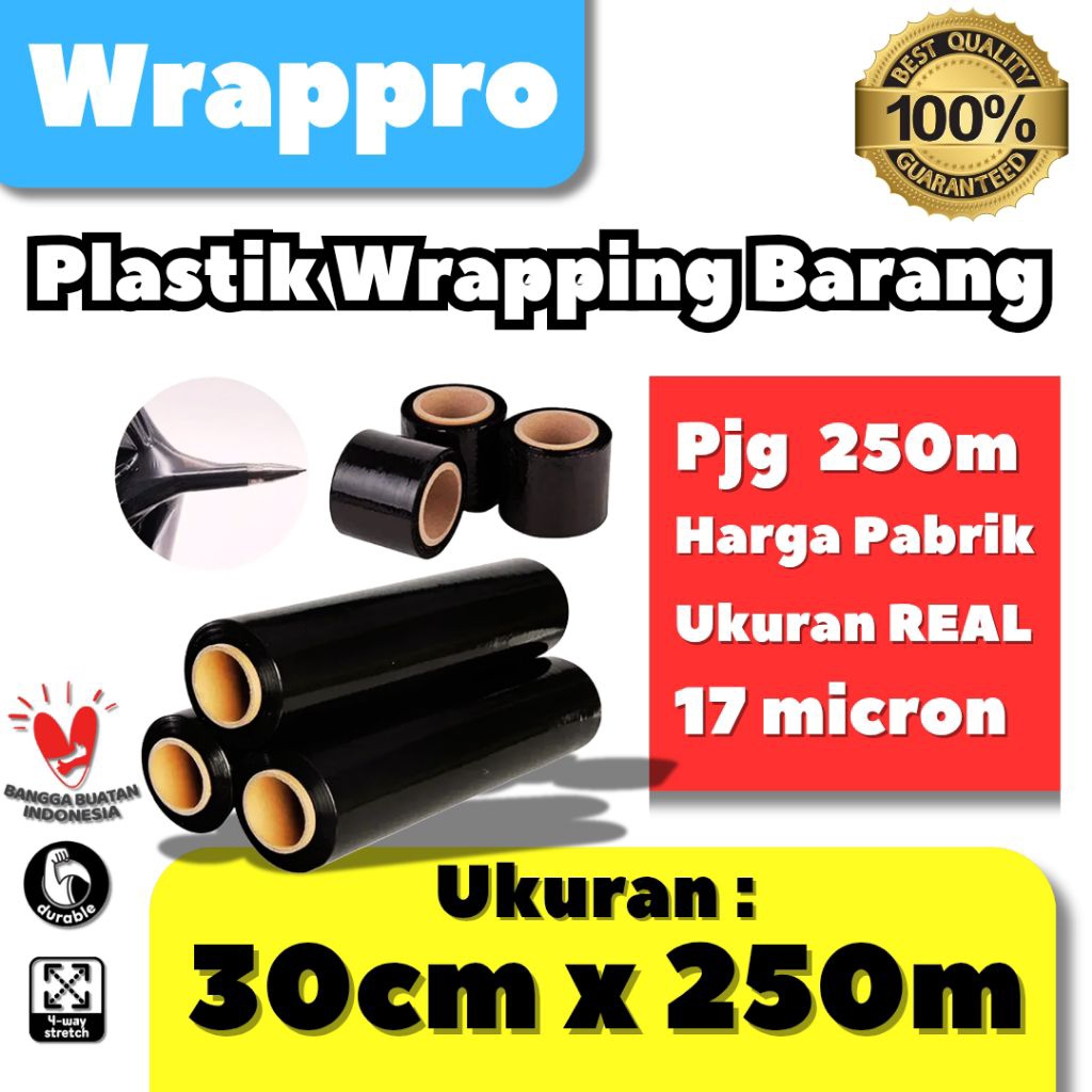 Jual Plastik Wrapping Barang Hitam 30cmx250m / Strecth Film Hitam ...