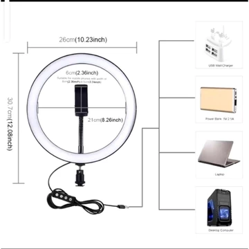 Ringlight 26CM Lampu Selfie Stick Led Ukuran Besar 3 Warna Lampu Kualitas Premium