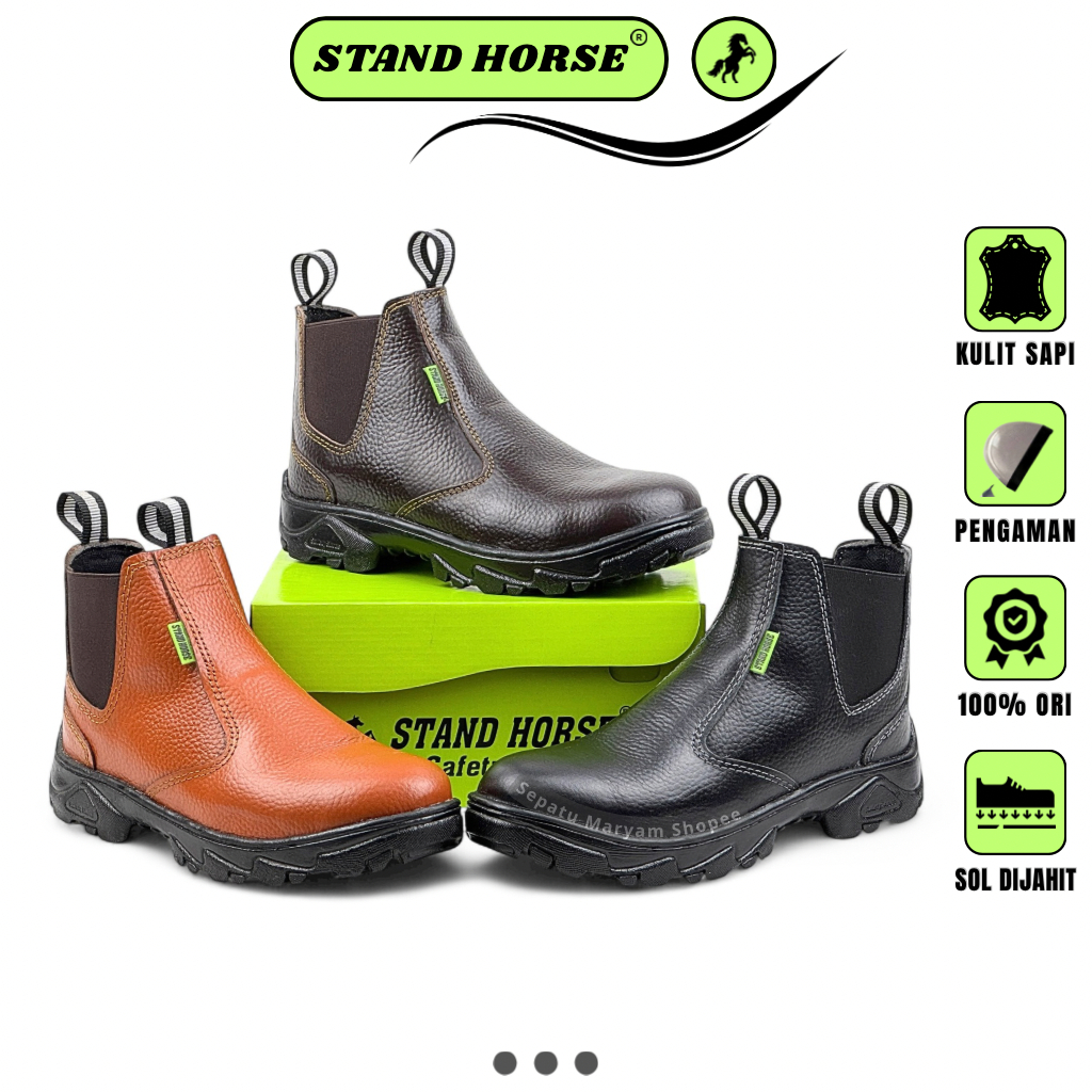 Jual STAND HORSE - Sepatu Safety Kulit Asli Unisex 805 Ujung Besi Non ...