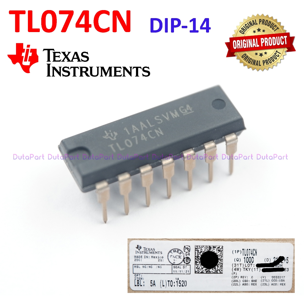 Jual TL074 TL074CN ORIGINAL TEXAS INSTRUMENTS TL 074 CN Op Amps JFET ...