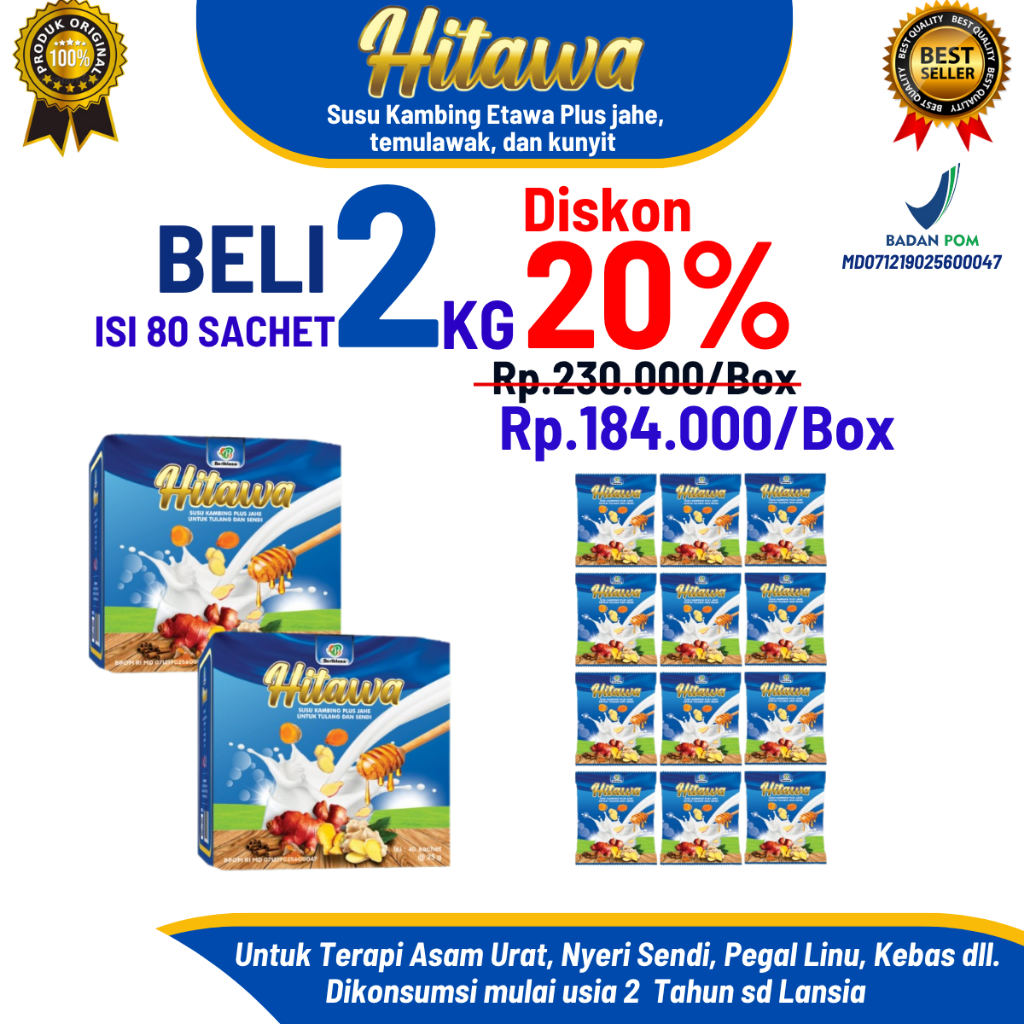 Jual HITAWA SACHET 2 BOX isi 80 sachet susu etawa plus jahe - Untuk ...