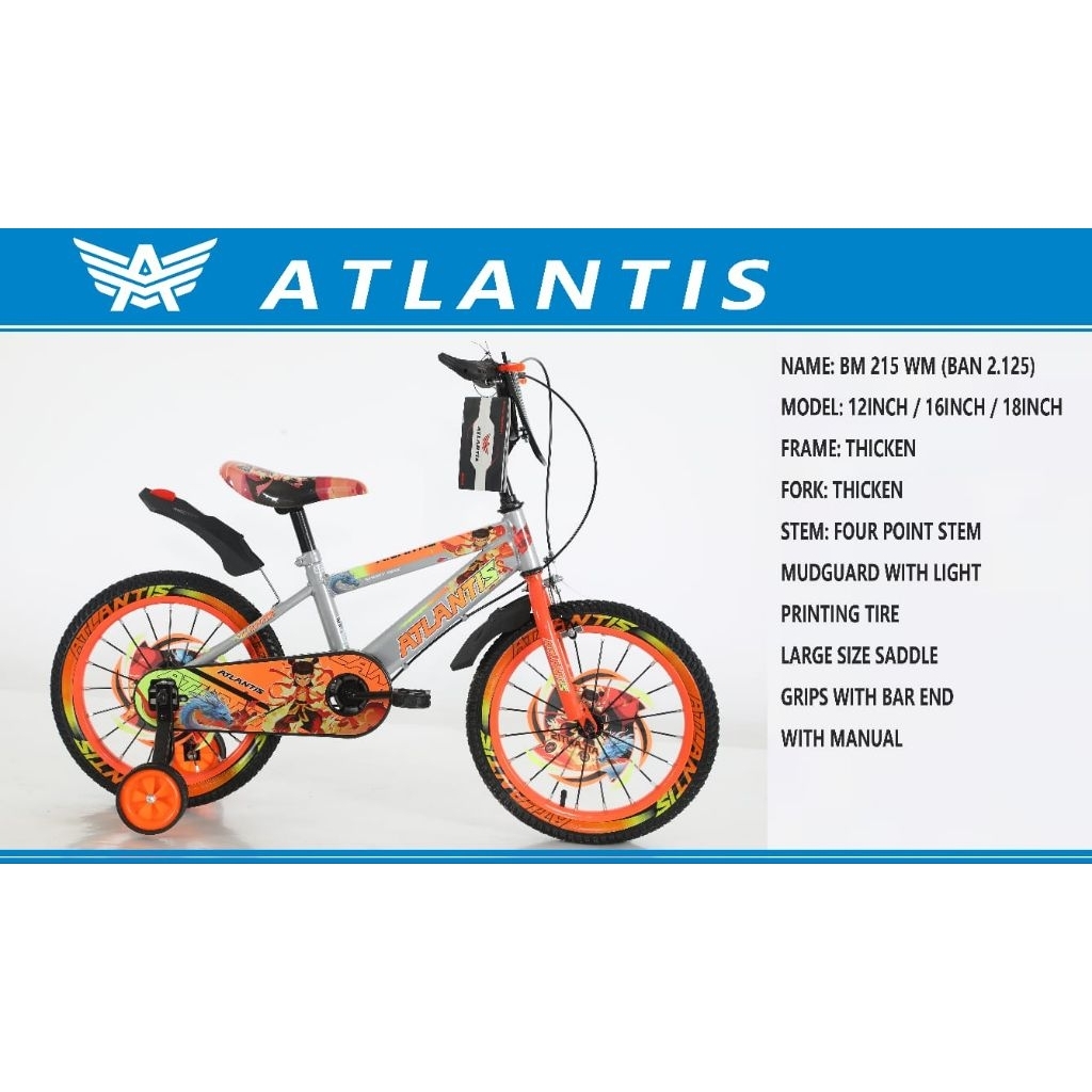 Jual SEPEDA ANAK LAKI LAKI BMX 12, 16, 18 INCH ATLANTIS 215. FREE GIFT ...