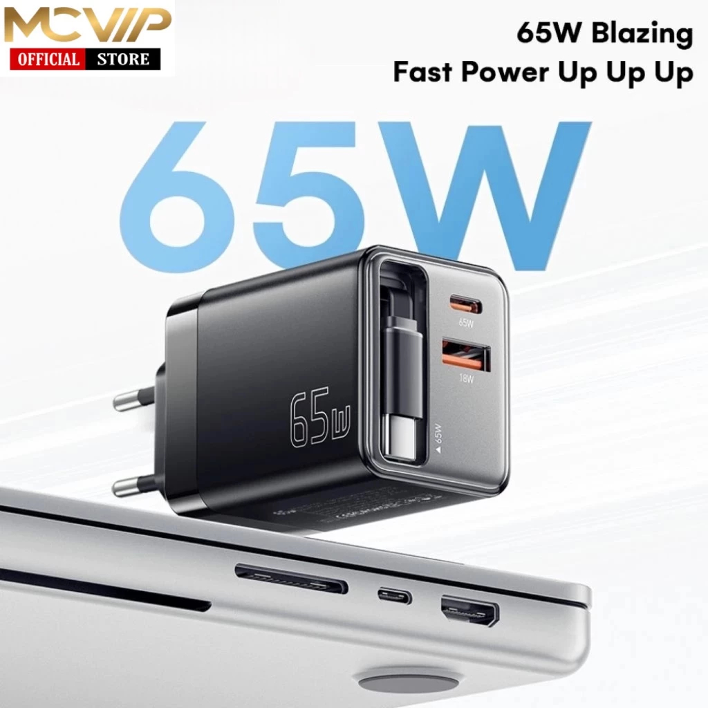 Jual MCVIP Charger GaN Super Fast Charging 65W Kabel Type C + Port USB ...