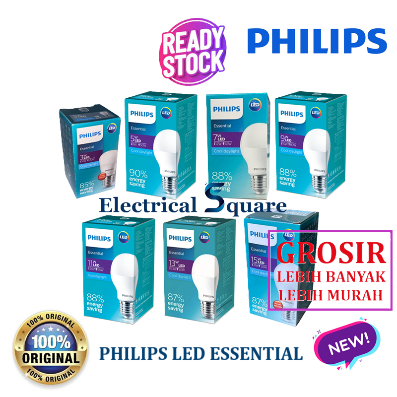 Jual (GROSIR) Lampu Philips LED Essential 3W 5W 7W 9W 11W 13W 15W Bulb ...