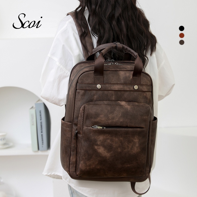 Jual Scoi Ransel Retro Sederhana Wanita Ransel Berkapasitas Besar ...