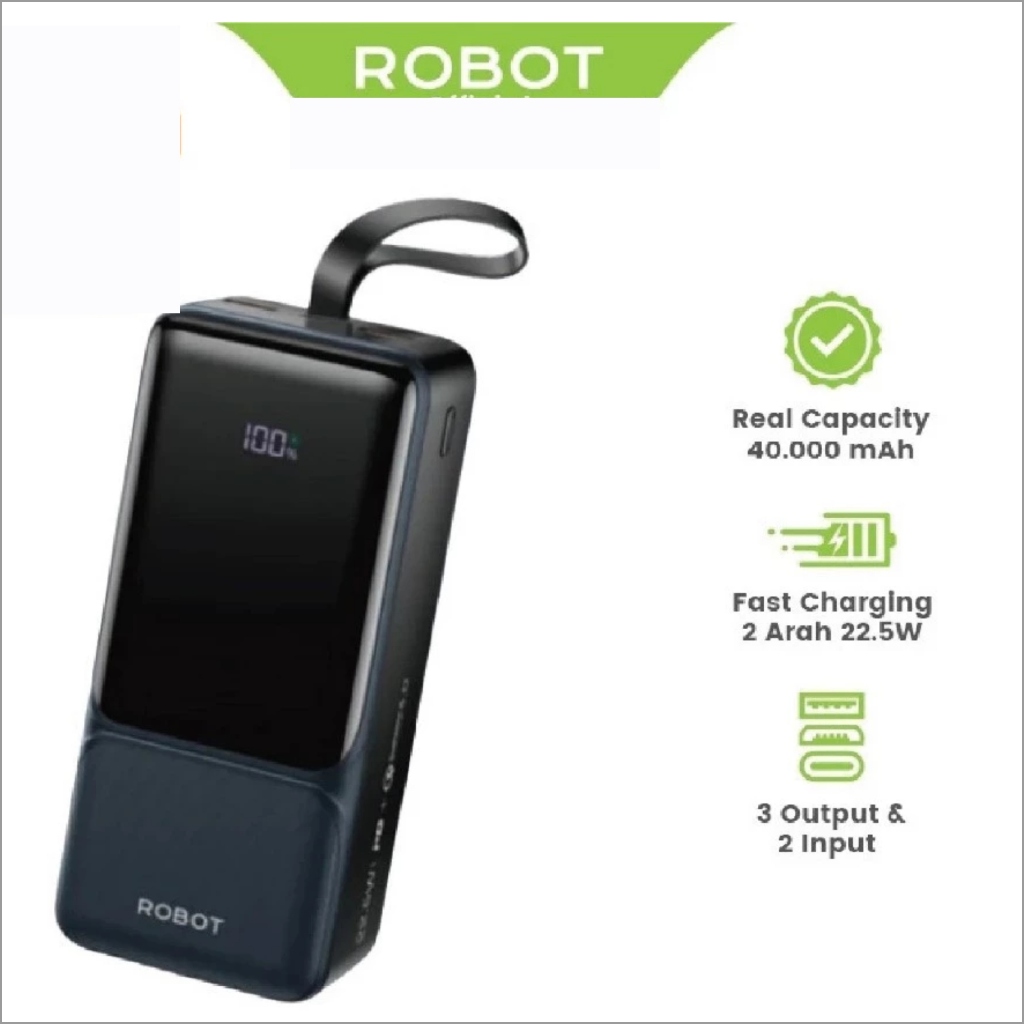 Jual Robot PowerBank Fast Charging 22.5W 40.00mAh Real Capacity 3 Port ...