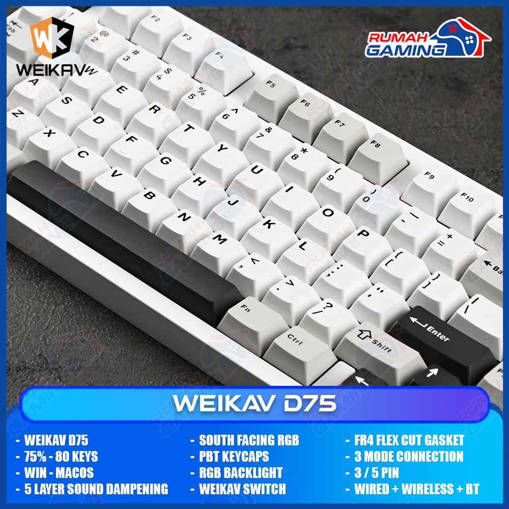 Jual WEIKAV D75 - 75% - White - Aluminum - Gasket - South Face - Ball ...