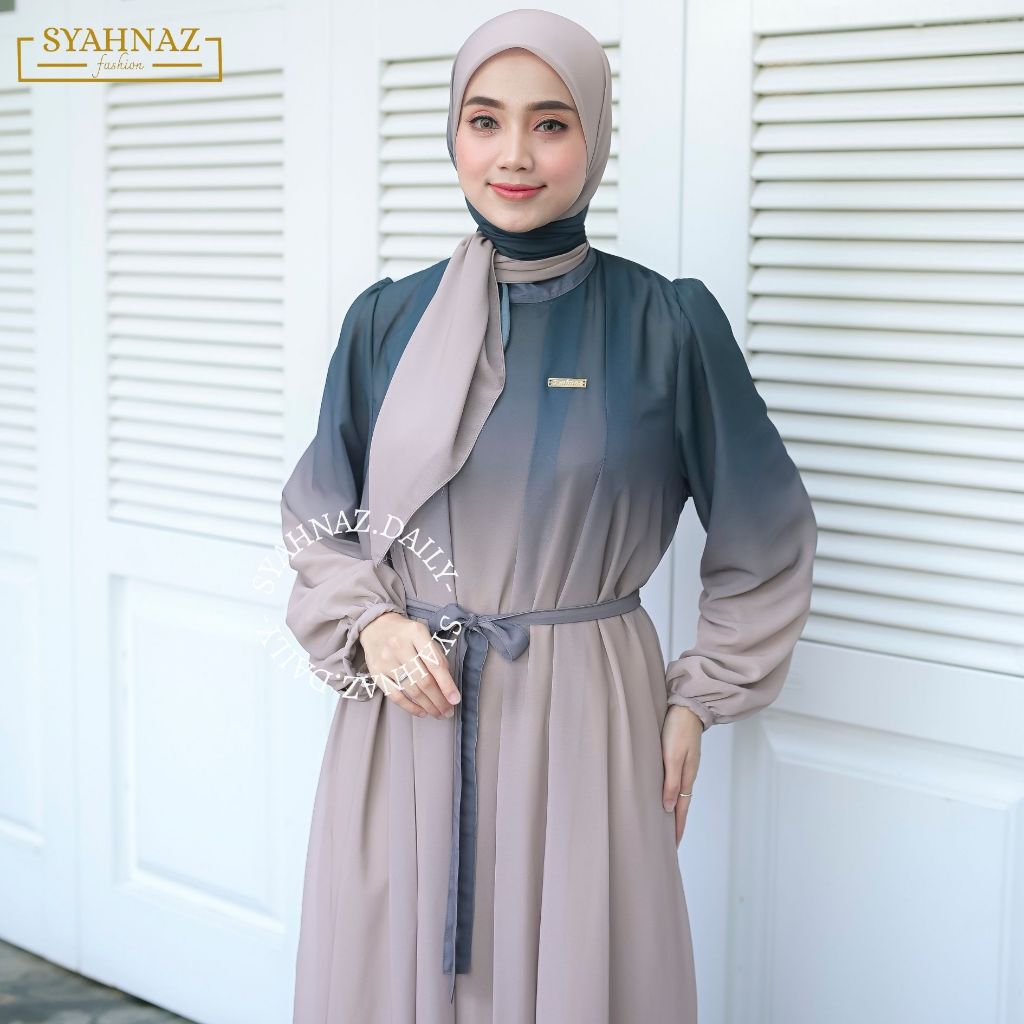 SYAHNAZ | AMEENA DRESS GAMIS GRADASI TERBARU CERUTY BABYDOLL PREMIUM