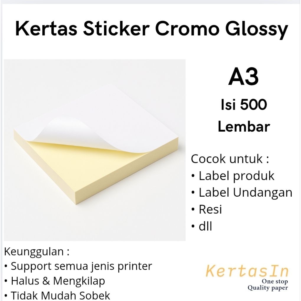 Jual Kertas Sticker Chromo Glossy A3 Isi 500 Lembar / 1 Rim | Sticker ...