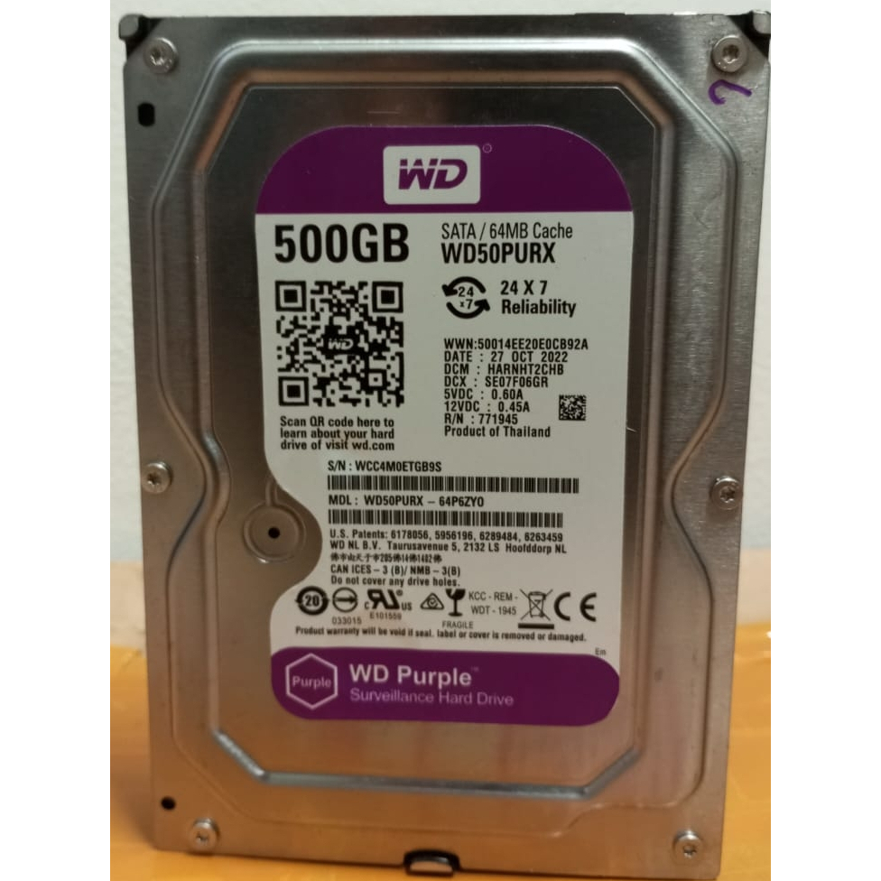 Disque Dur WD 500GB SATA 64MB Cache - Modèle WD500AZRX Testé