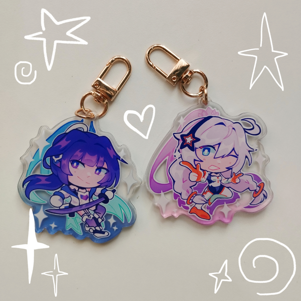 Jual [Kolsiomay Clearance] Kiana & Mei keychain (Kiana Kaslana, Raiden ...