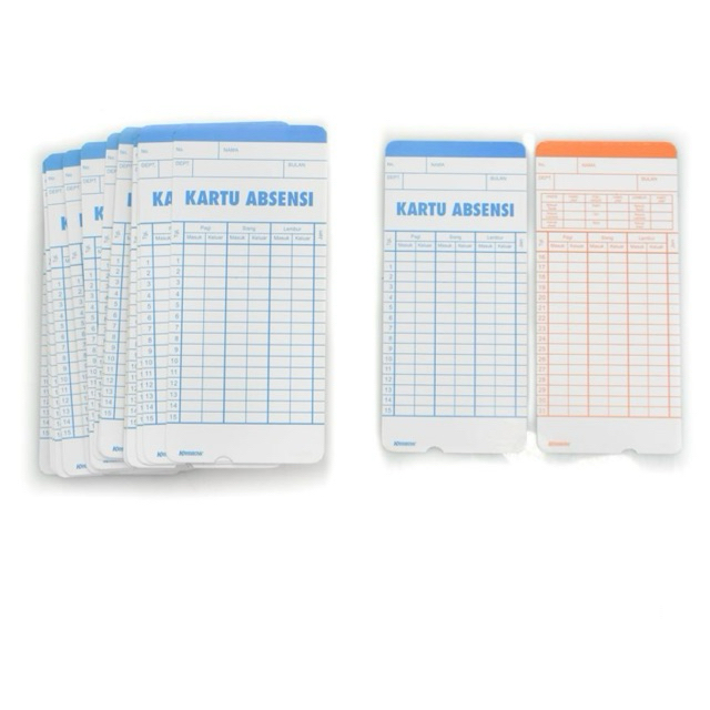 Jual ORIGINAL Set Kartu Absensi 100 Pcs Kartu Tanda Kehadiran ...