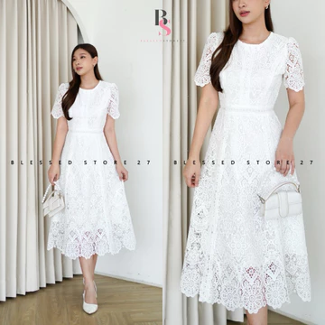 Ada Size Jumbo D1714 Aesun Korean Style Floral Brocade Vintage Midi Dress Natal Brukat Pesta