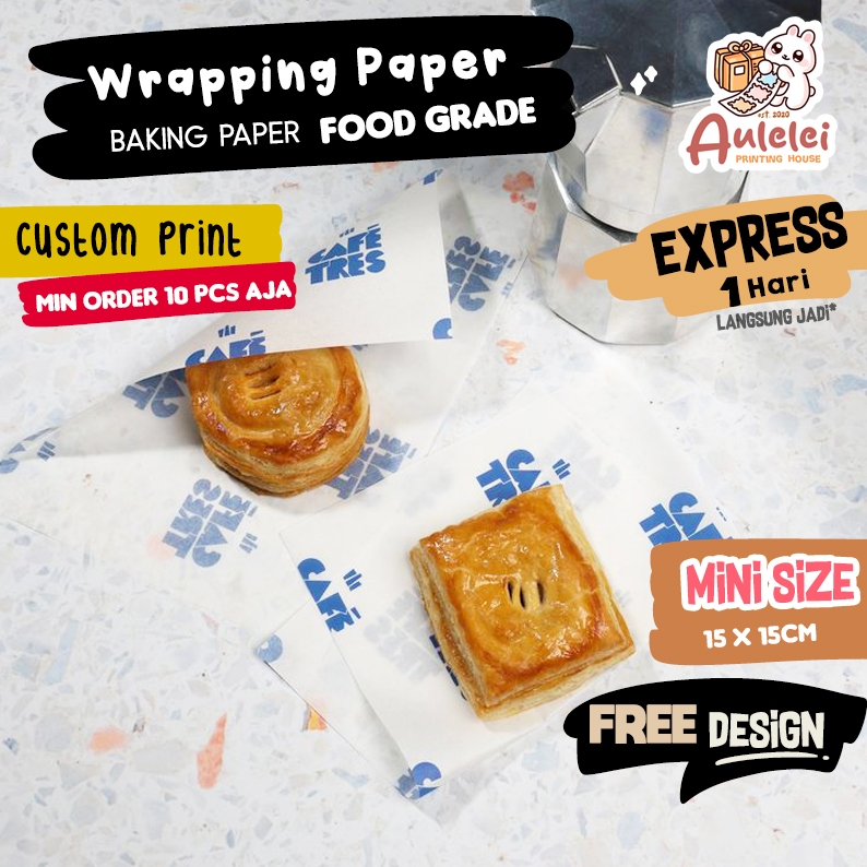 Jual (15x15cm) Wrapping Paper CUSTOM Paket Olshop/ Kertas Roti/Kertas ...