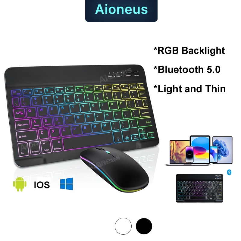 Jual RGB Backlit Wireless Keyboard 10 Inch LED Colorful Backlight ...