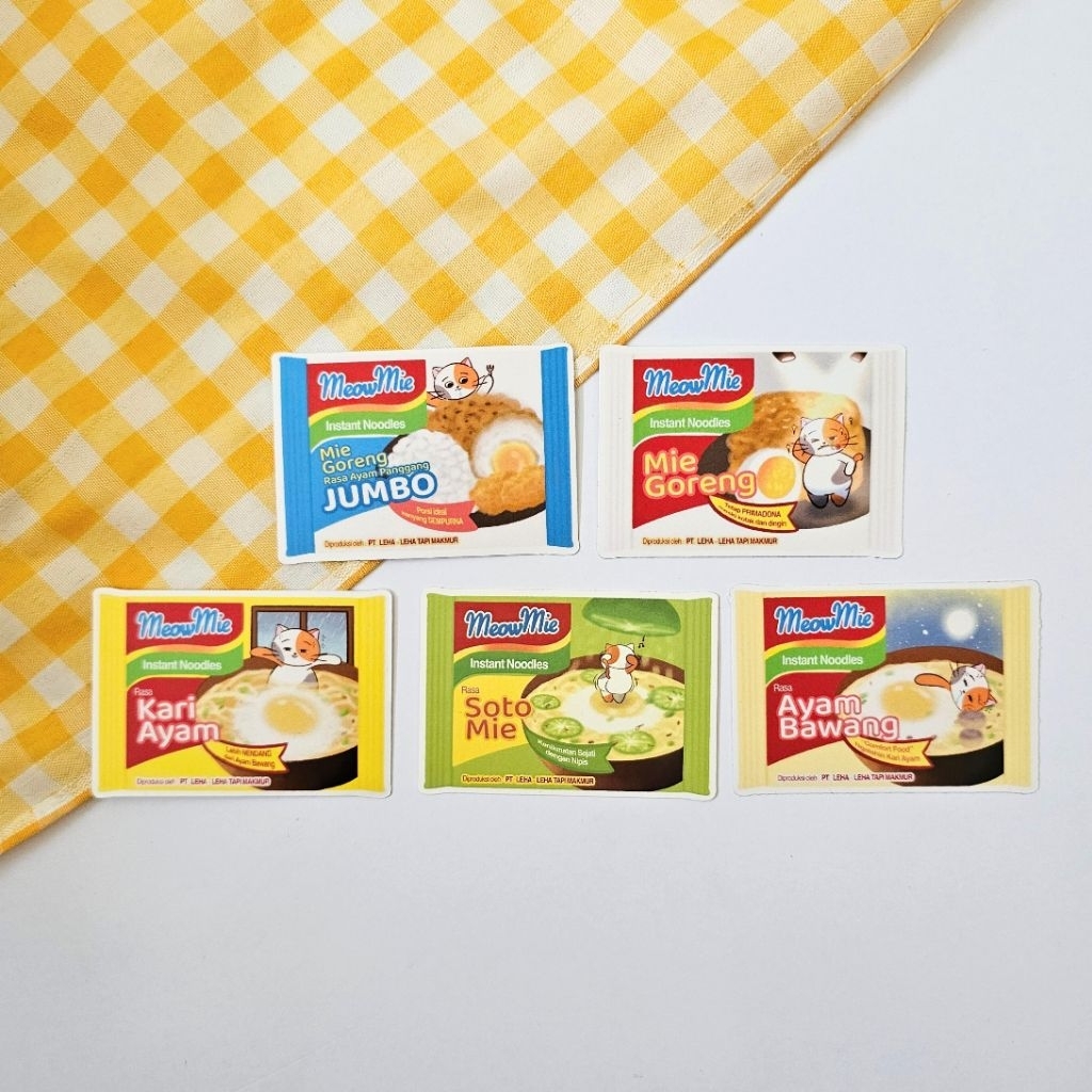Jual Meowmie Cat Sticker | Cute Doff Sticker Ayam Bawang Kari Ayam Mie ...