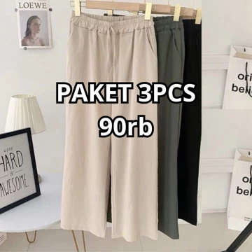 Pinupoutfit Celana Kulot Crinkel Airflow Ukuran Standar Dan Jumbo Paket Hemat 3pcs