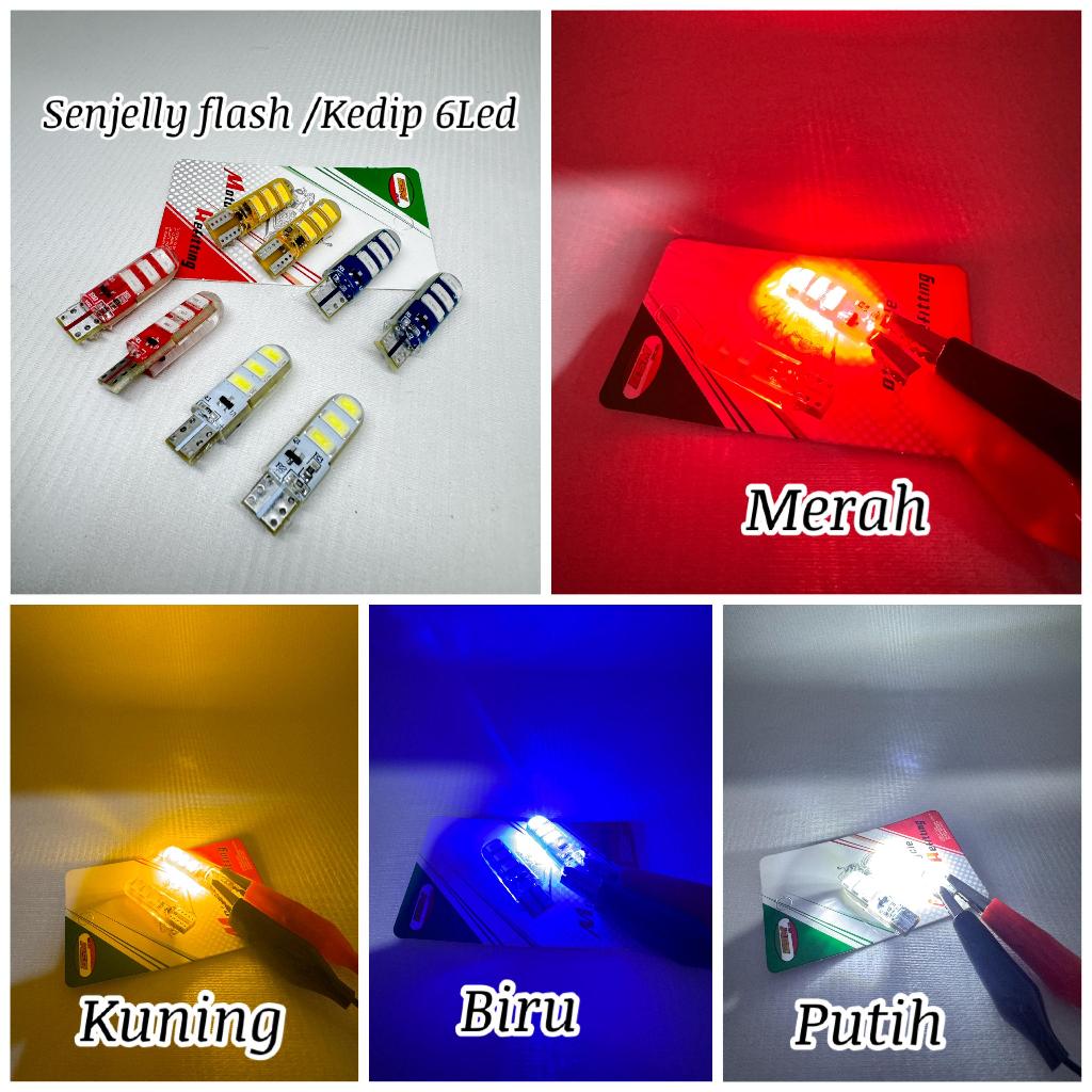 Jual (2PCS) LAMPU LED T10 JELLY KEDIP STROBE SEIN SENJA REM / LAMPU LED ...