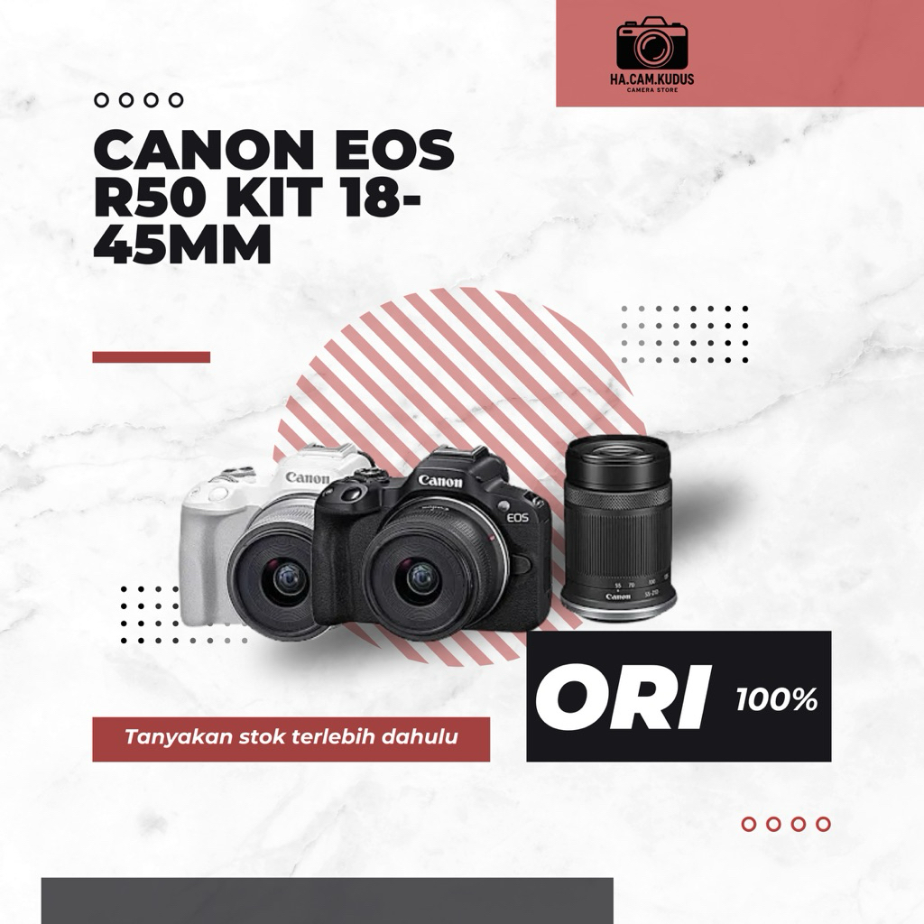 Jual Canon EOS R50 Kit 18-45mm + 55-210mm | Shopee Indonesia