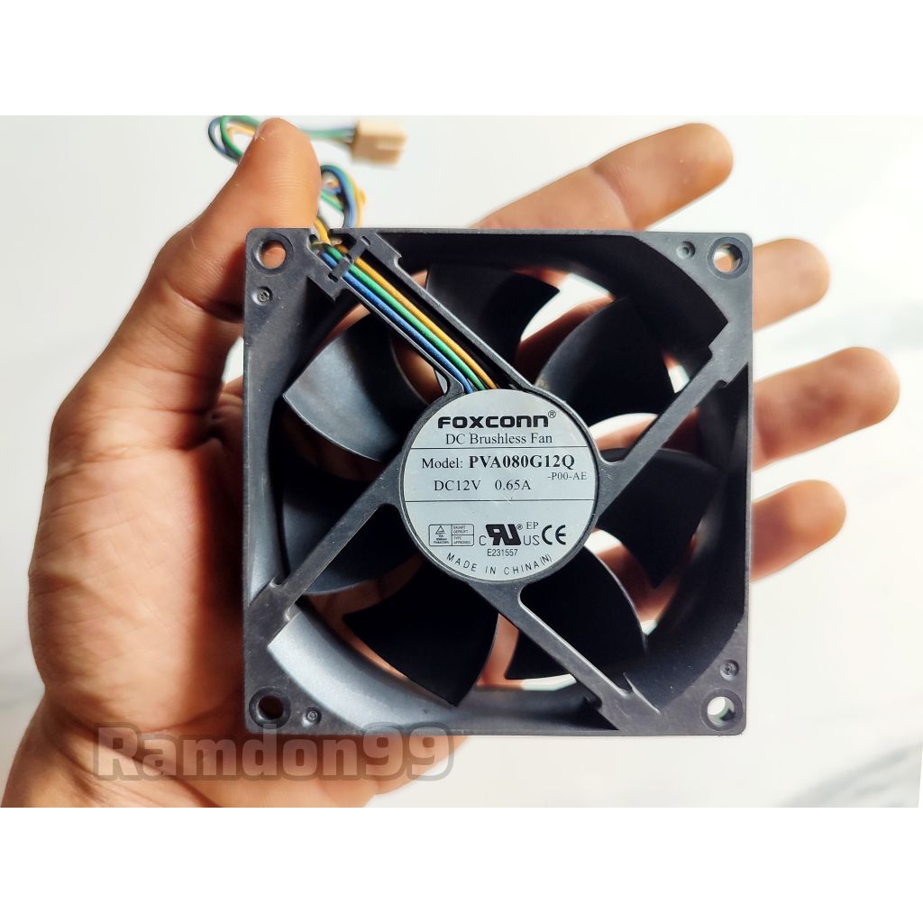 Jual Kipas DC 12V 0.65A 8x8cm High Speed Ori FOXCONN 4 Pin Sensor Suhu ...