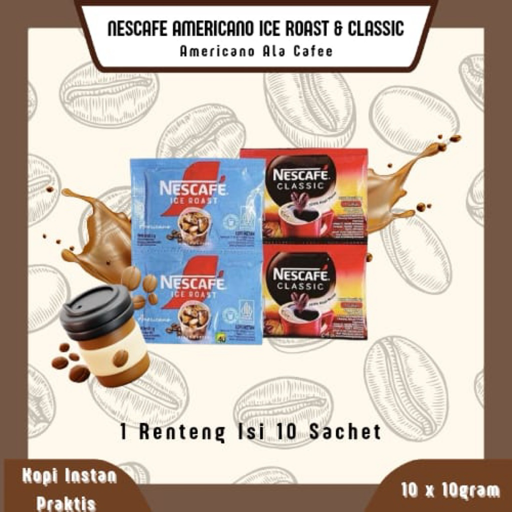 Jual NESCAFE AMERICANO ICE ROAST & CLASSIC 1 RENTENG ISI 10 Sachet ...