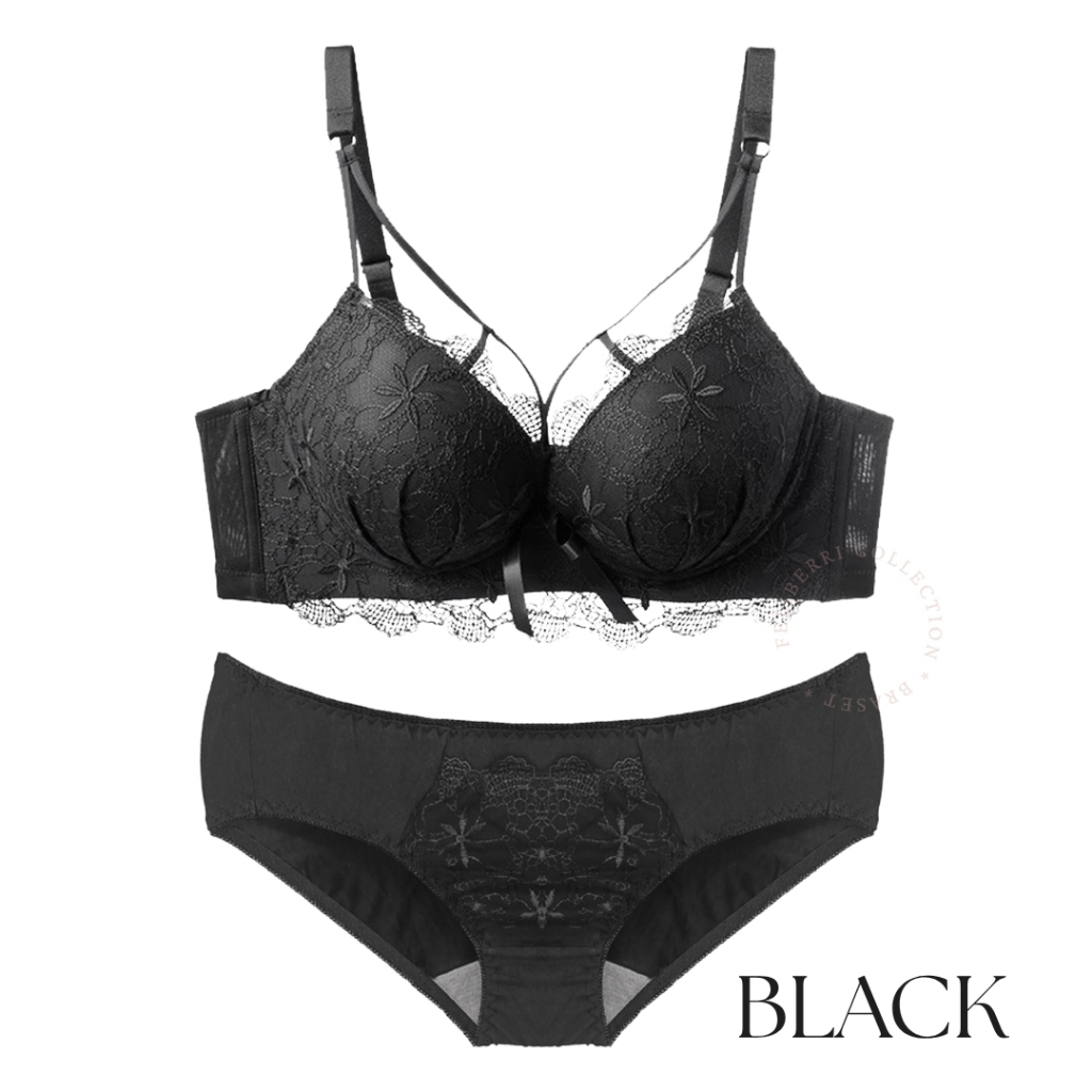 Jual NAURA Bra Set Renda Busa Sedang Kawat (BH+CD) Size 34-38 Cup AB ...