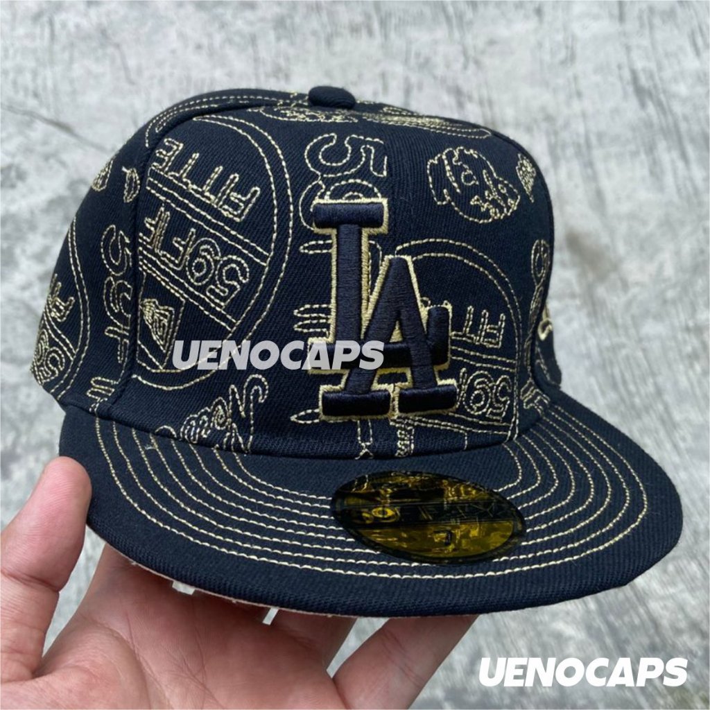 Jual Topi Snapback Fitted LA Los Angeles Black Gold Full Printed Bordir ...