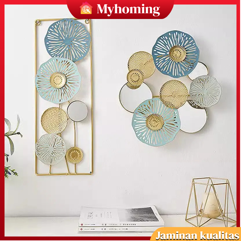 COD Hiasan Dinding Frame Logam Emas Daun Ginko Material Tebal Gaya Nordic Scandinavian Modern Dekorasi Latar Sofa Ruang Tamu Estetik Mewah