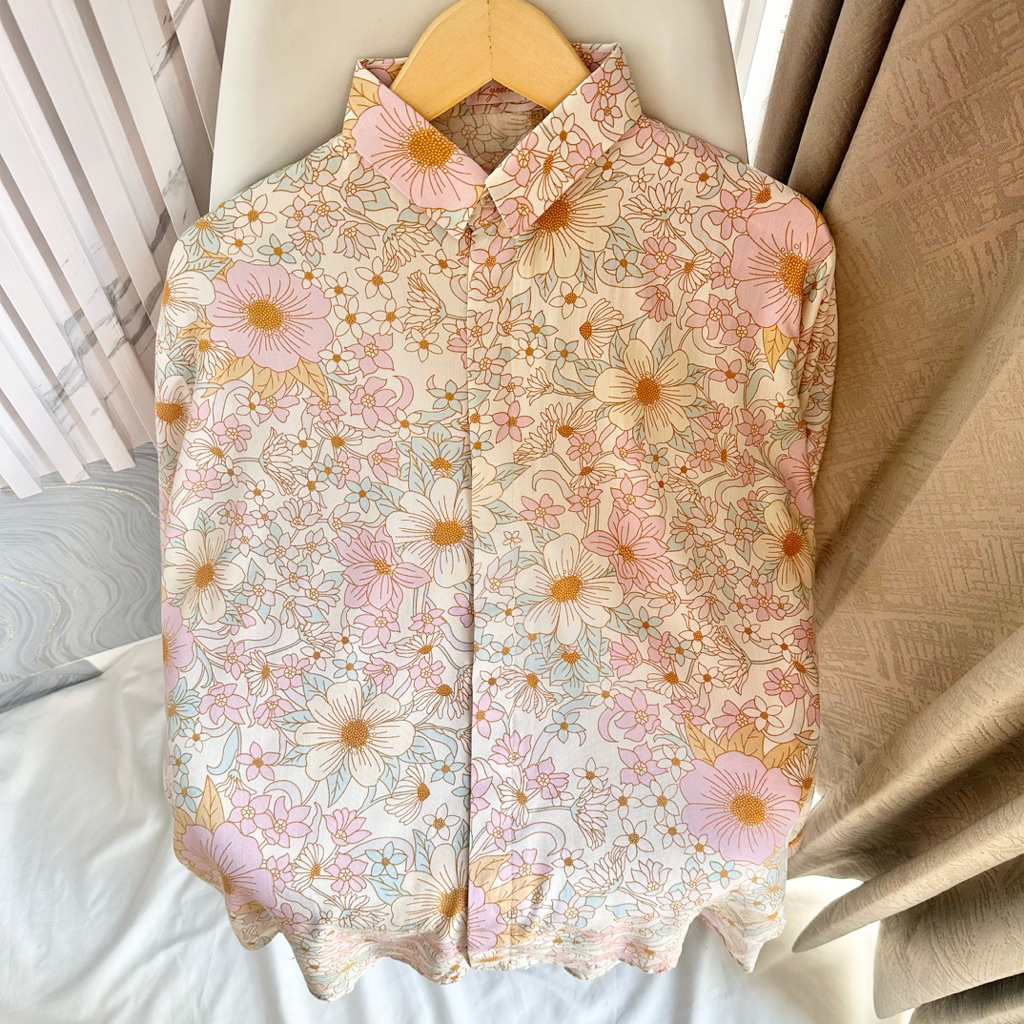 Jual Pattern Shirt / Oversized Pattern Shirt / Flowery Pastel | Shopee ...