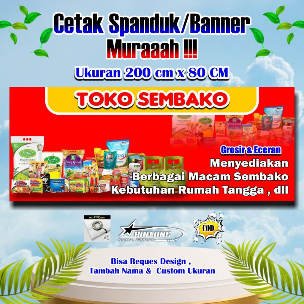 Jual Spanduk Banner Toko Sembako / Banner Warung Sembako Ukuran 200 cm ...