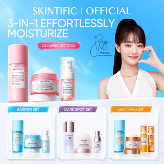 SKINTIFIC-3pcs Paket-Skincare Set | Serum Moisturizer Gel Toner Sunscreen Cleansing Mouss Facial Wash Day Night Cream Acner Glowing Barrie Anti-Aging Exfoliating Brightening Whitening Whitening with  Niacinamide Retinol Amino Acid Bundle Sunscreen